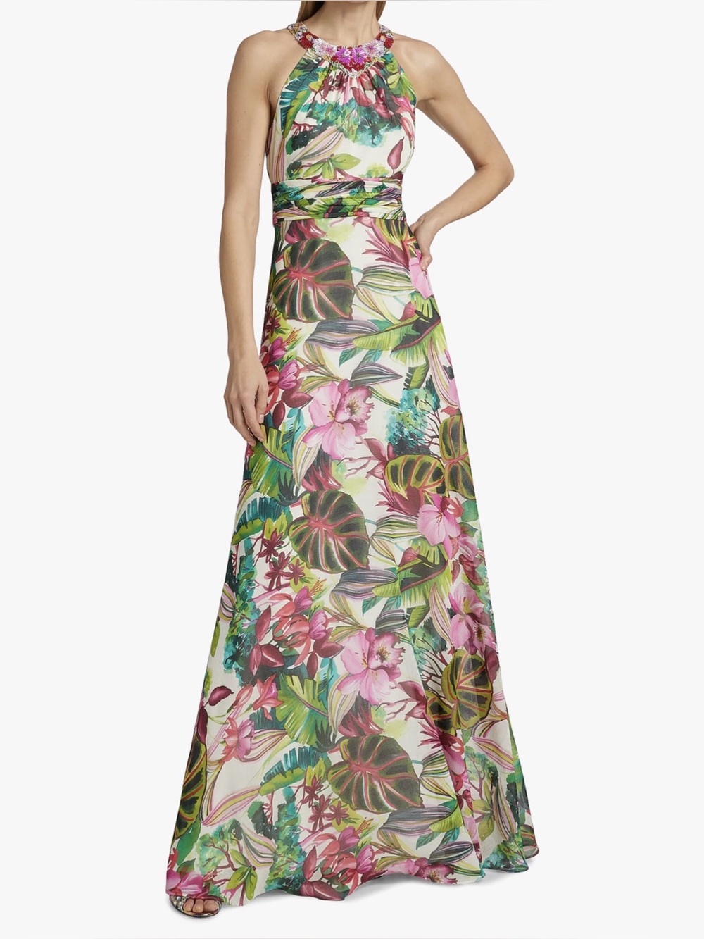 NWT Rickie Freeman for Teri Jon Floral Chiffon Gown Formal Dress Size 6